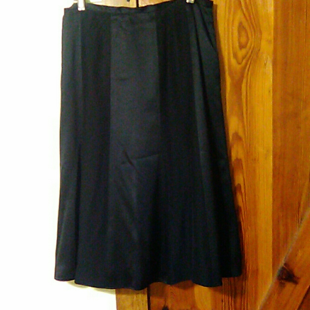 Black silk midi length skirt
